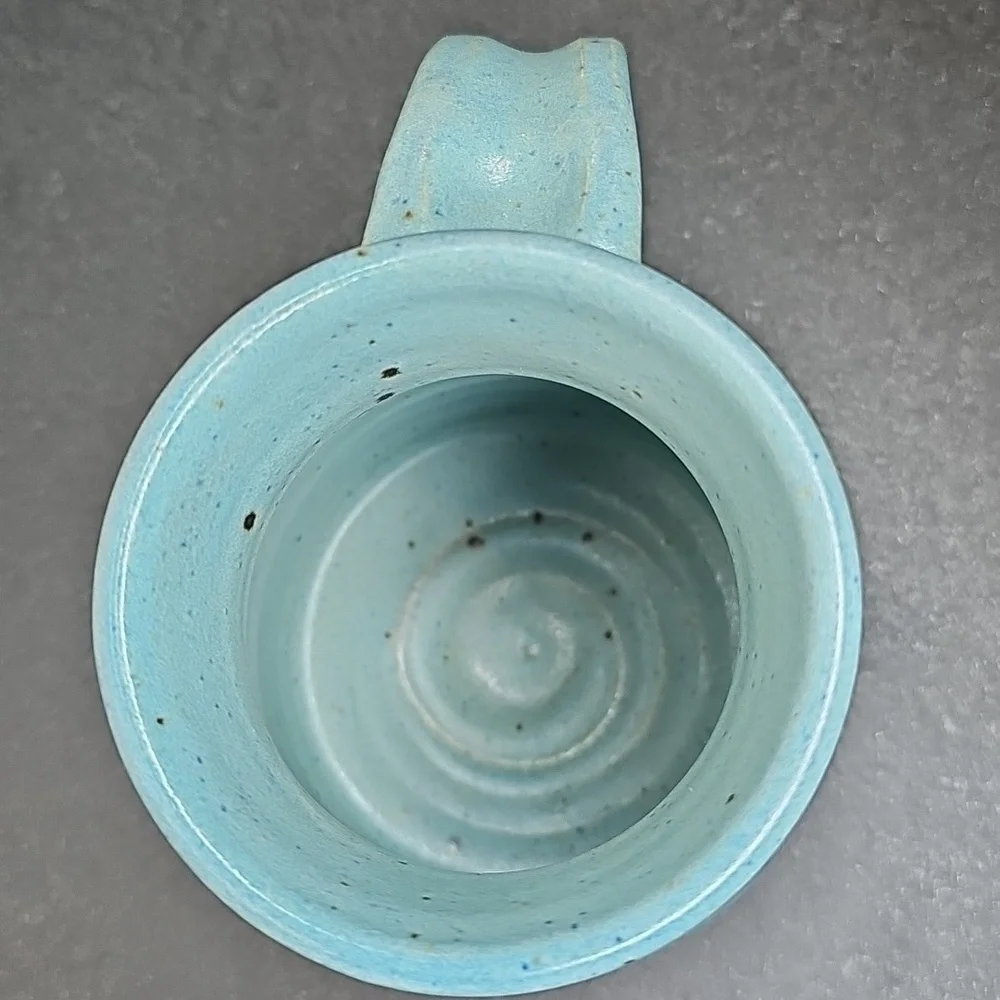 Carl Sheehan Signed Blue Studio Pottery Fire Hole Bozeman MT Signed 4.5" Mug - Picture 5 of 6